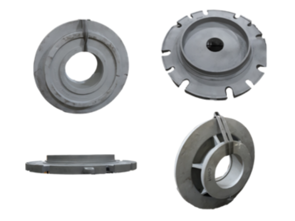 The cover, backplate, and suction head cover the impeller inside the volute or casing.